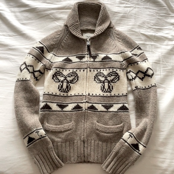 Aritzia Lambswool Zip Up Sweater - Picture 1 of 5